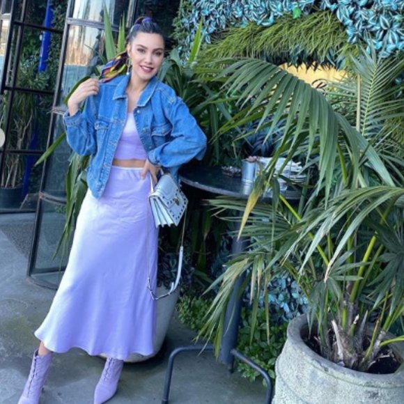 NWT Zara Lilac Satin Crop Top & Skirt Set - Picture 7 of 8